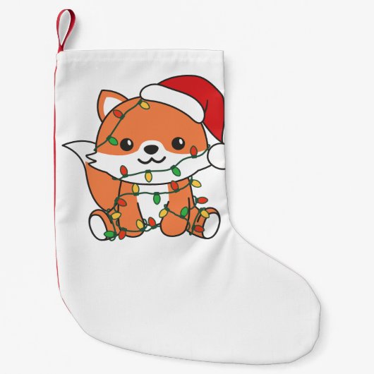 Petite Chaussette De Noël Renard Noël Hiver Animaux Fêtes Renards (Devant)