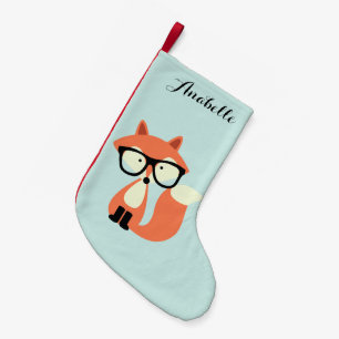 Petite Chaussette De Noël Renard rouge Hipster