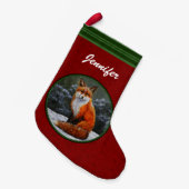 Petite Chaussette De Noël Renard rouge mignon en neige hivernale (Devant (Accrochage))