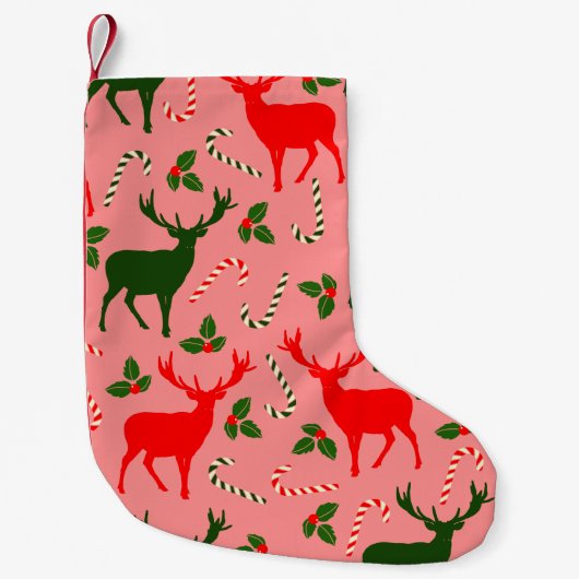 Petite Chaussette De Noël rennes de noël rose (Devant)