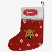 Petite Chaussette De Noël Rennes et flocons de neige - Bas de Noël (Dos)
