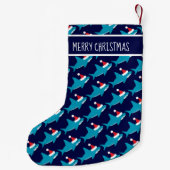 Petite Chaussette De Noël Requin Santa Hat Bleu Charkmas Blanc (Dos)