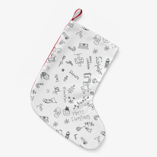 Petite Chaussette De Noël réserve de doodle de noël mignon (Devant (Accrochage))