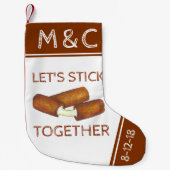 Petite Chaussette De Noël Restons ensemble Mozzarella Fromage Couples (Devant)