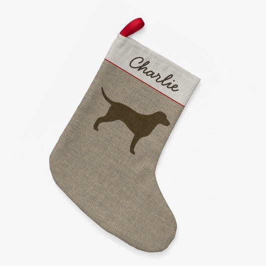 Petite Chaussette De Noël Retriqueur à revêtement curé Silhouette race Chien (Devant (Accrochage))