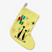 Petite Chaussette De Noël Retro Atomique Moyen Siècle Moderne MCM Cool Chat  (Devant (Accrochage))