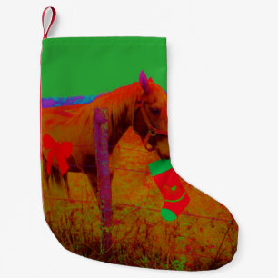 Petite Chaussette De Noël rétro cheval rouge coloré d'arc