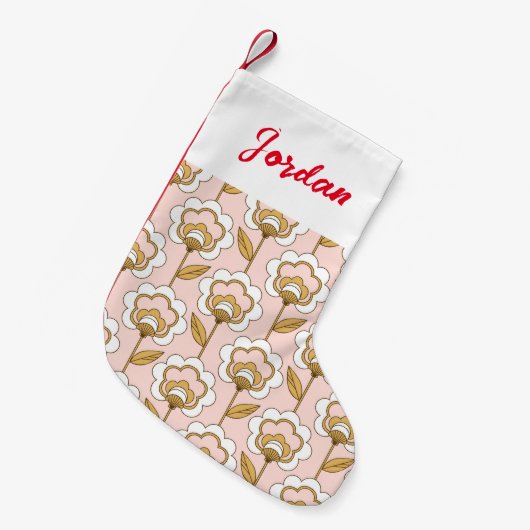 Petite Chaussette De Noël Retro Garden Pink Floral Pattern (Devant (Accrochage))