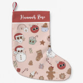 Petite Chaussette De Noël Rétro Pink Père Noël Noël Stocker (Devant)