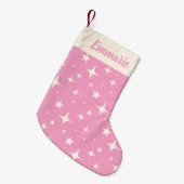 Petite Chaussette De Noël Retro rose Sparken Motif Nom personnalisé (Devant (Accrochage))