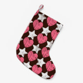 Petite Chaussette De Noël Retro Threadbare Hearts Stars Texture (Devant (Accrochage))