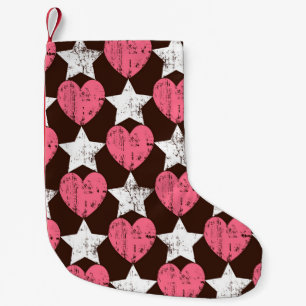 Petite Chaussette De Noël Retro Threadbare Hearts Stars Texture