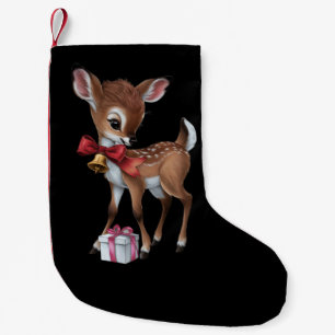 Petite Chaussette De Noël Retro Vintage Reindeer rose Noël Baby Deer