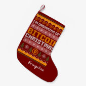 Petite Chaussette De Noël Rêver un BITCOIN CHRISTMAS Faux Knit Motif (Devant (Accrochage))