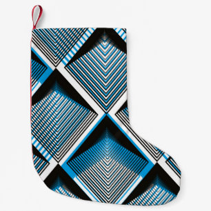 Petite Chaussette De Noël Revêtement rayé bleu géométrique superposer sans c