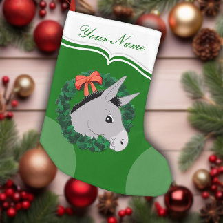 Petite Chaussette De Noël Ribbon rouge à couronnes de vacances personnalisée