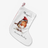 Petite Chaussette De Noël Robin rouge de Noël, personnalisable (Devant (Accrochage))