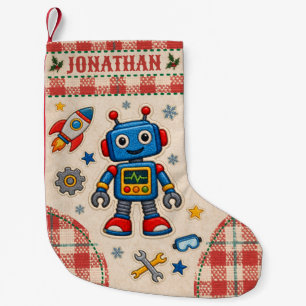 Petite Chaussette De Noël Robotique Robot Mignon Enfants Enfants Nom Personn