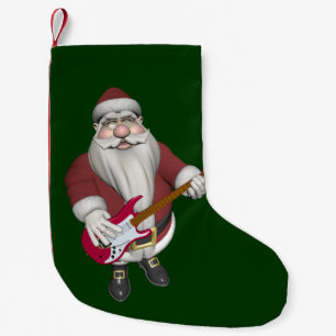 Petite Chaussette De Noël Rock Star Père Noël avec guitare électrique rou