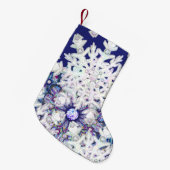 Petite Chaussette De Noël Rosace bleue et flocon de neige (Devant (Accrochage))