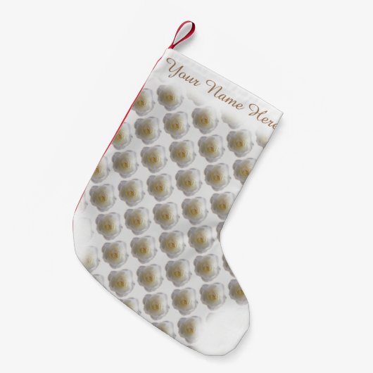 Petite Chaussette De Noël Rose blanche Stocking Rose Noël Stocking Custom (Devant (Accrochage))
