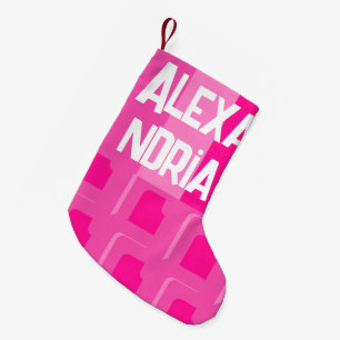 Petite Chaussette De Noël Rose chaud rétro personnalisé