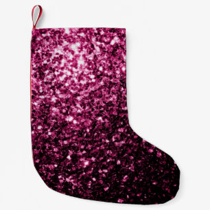 Petite Chaussette De Noël Rose foncé faux brillant paillettes scintillent