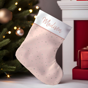 Petite Chaussette De Noël Rose Gold Blush Pink Confettis Personnalisé