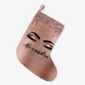 Petite Chaussette De Noël Rose Gold Glitter Sparkle Eyelashes Monogram (Devant (Accrochage))