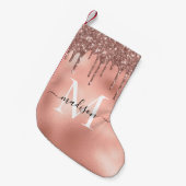 Petite Chaussette De Noël Rose métallique Monogramme Parties scintillant ros (Devant (Accrochage))