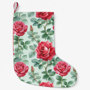 Petite Chaussette De Noël Roses aquarelle : Illustration Florale sans joint.