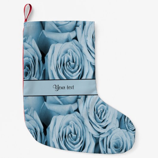 Petite Chaussette De Noël Roses bleus (Devant)