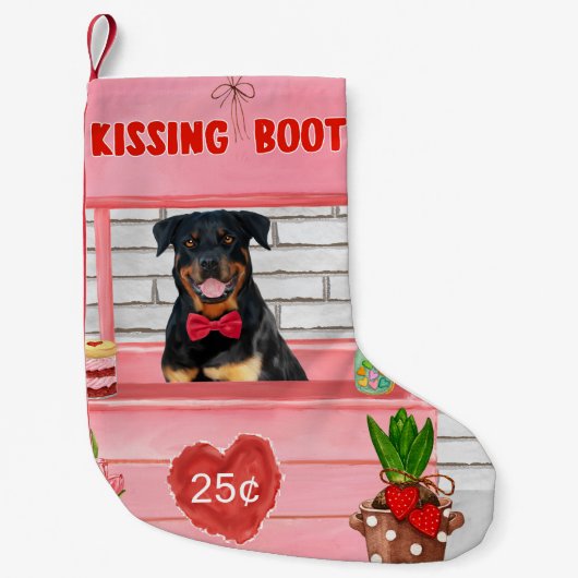 Petite Chaussette De Noël Rottweiler Chien Valentine's Day Kissing Booth (Devant)