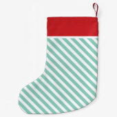 Petite Chaussette De Noël Rouge et Aqua Stripes de vacances Monogram (Dos)