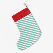 Petite Chaussette De Noël Rouge et Aqua Stripes de vacances Monogram (Dos (Accrochage))