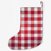 Petite Chaussette De Noël Rouge et blanc À damiers plaid (Dos)