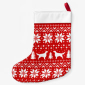 Petite Chaussette De Noël Rouge et blanc de motif de silhouettes de poseur (Dos)