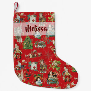 Petite Chaussette De Noël Rouge Festif de Fêtes de Fin d'Année Rétro Vintage