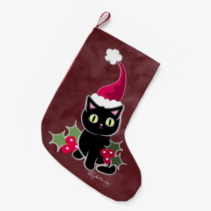 Petite Chaussette De Noël Rouge gothique de chat de Noël