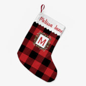 Petite Chaussette De Noël Rouge Monogramme Vichy Noël (Devant (Accrochage))