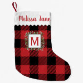 Petite Chaussette De Noël Rouge Monogramme Vichy Noël (Devant)