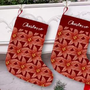 Petite Chaussette De Noël Rouge Poinsettia Nom Floral Noël