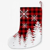 Petite Chaussette De Noël Rouge rustique, plaid de buffle noir (Dos)