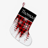 Petite Chaussette De Noël Rouge rustique, plaid de buffle noir (Devant (Accrochage))