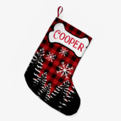 Petite Chaussette De Noël Rouge rustique, plaid de buffle noir (Devant (Accrochage))