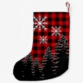 Petite Chaussette De Noël Rouge rustique, plaid de buffle noir (Dos)