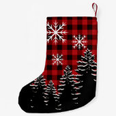 Petite Chaussette De Noël Rouge rustique, plaid de buffle noir (Dos)