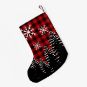 Petite Chaussette De Noël Rouge rustique, plaid de buffle noir (Dos (Accrochage))