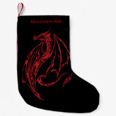 Petite Chaussette De Noël Rouge Tribal Dragon Noir (Devant)