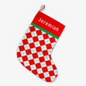Petite Chaussette De Noël Rouge Vert Blanc Argyll Monogrammé (Devant (Accrochage))